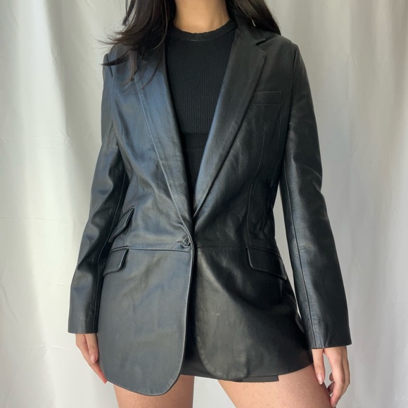 Dolce & Gabbana Leather Blazer in Black - Picture 1 of 7